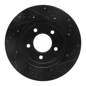 Chrysler LHS Brake Rotor (1) - Front Right - R1 Concepts - Drilled & Slotted - Black - `98-`00